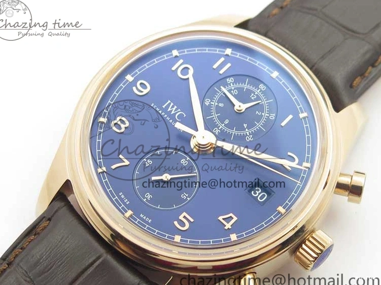 MIROTIME 0108 Portugieser Chrono  42 IW390406 RG ZF 1:1 Best Edition Blue Dial on Brown Leather Strap A Durable 7129